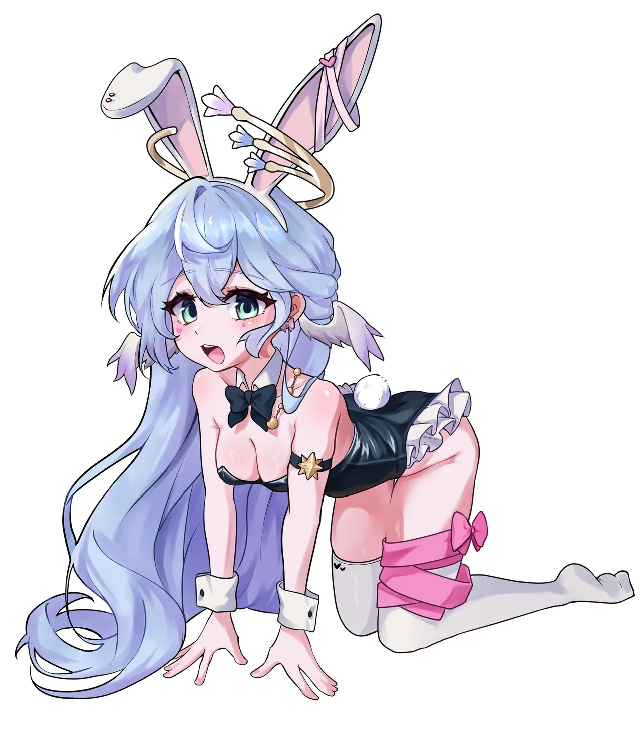 토끼 귀 장식이 있는 소녀 일러스트